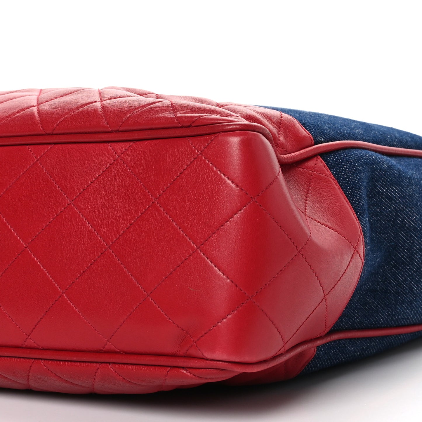 Denim Lambskin Tote Blue Red