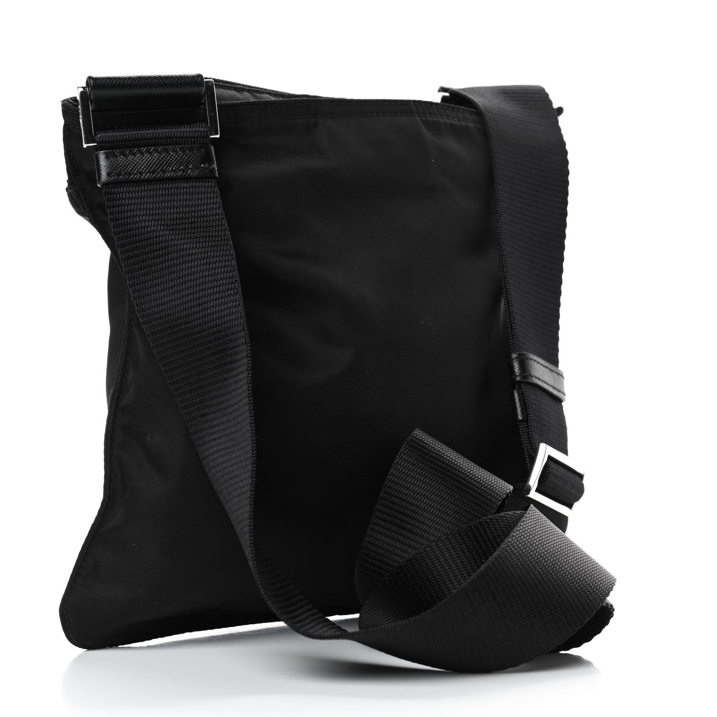 Tessuto Nylon Saffiano Flat Messenger Bag Black