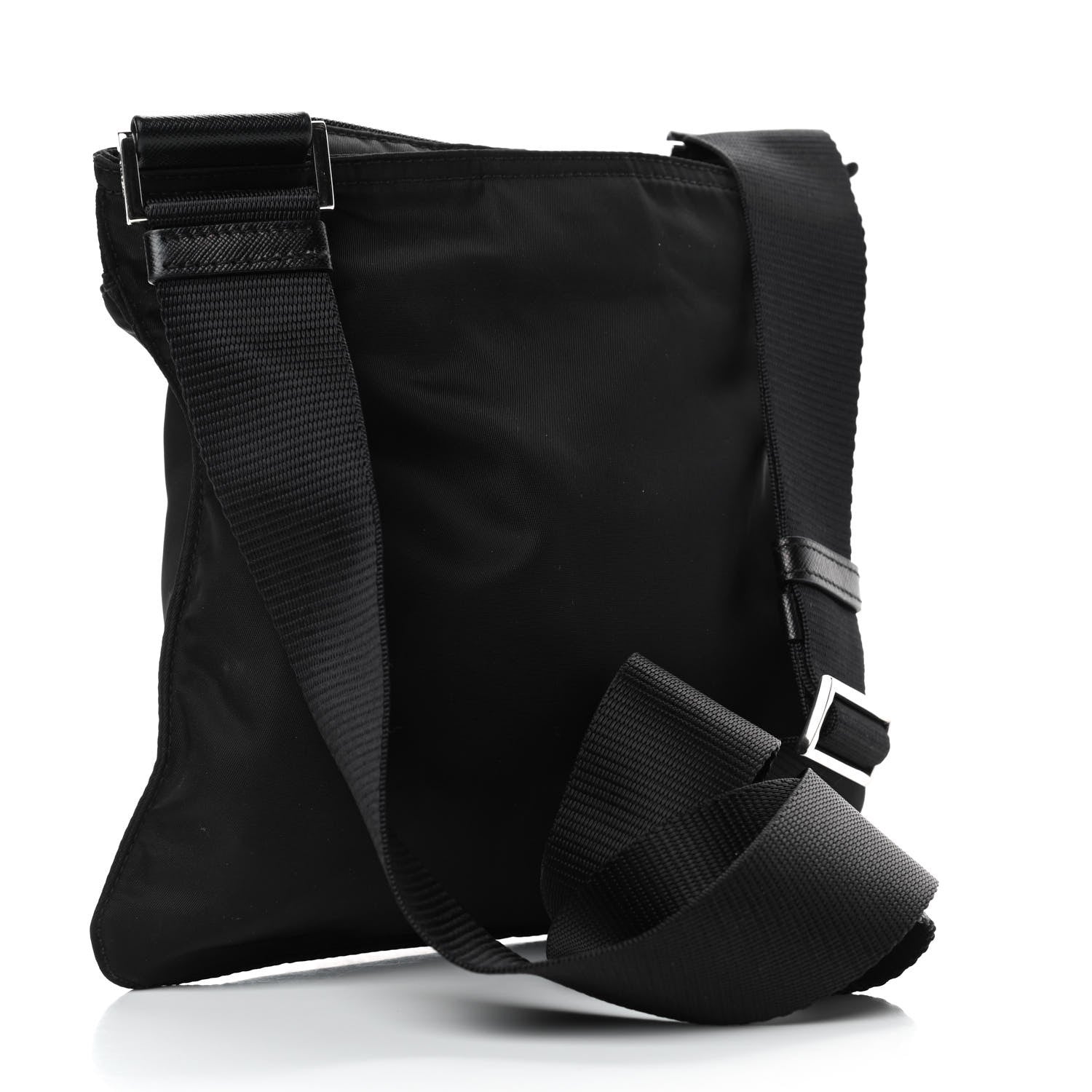Prada Tessuto Nylon Saffiano Flat Messenger Bag Black 2 of 4