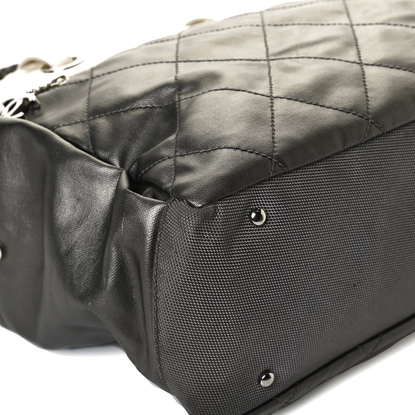 Coated Canvas Quilted Large Paris Biarritz Tote Silver