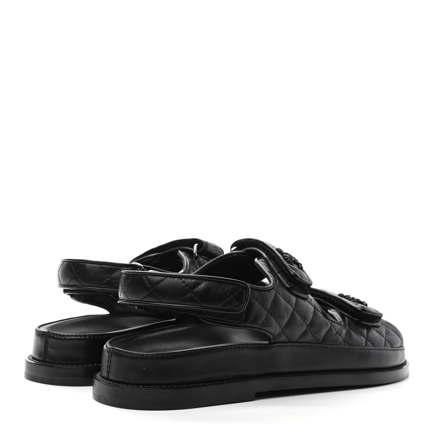 Lambskin Velcro Dad Sandals 40 Black