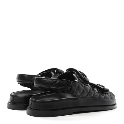 Chanel Lambskin Velcro Dad Sandals 40 Black 4 of 10