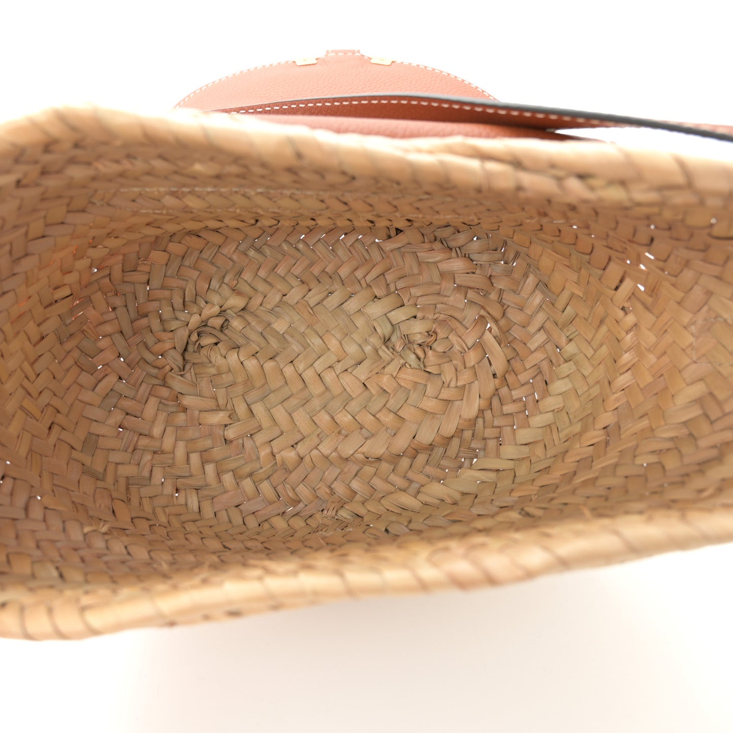 Raffia Calfskin Marcie Basket Tan
