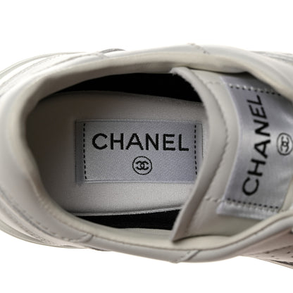 Chanel Calfskin CC Womens Sneakers 39 White 6 of 10