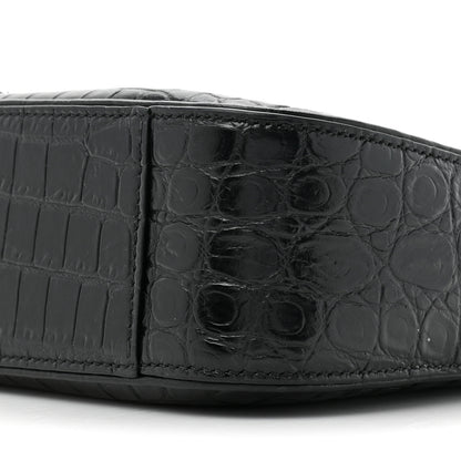 Saint Laurent Calfskin Crocodile Embossed LE 5 A 7 Hobo Black 9 of 14