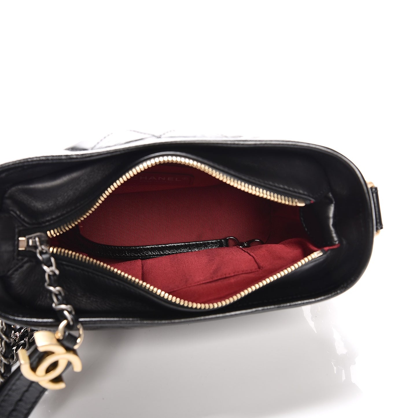 Aged Calfskin Quilted Small Gabrielle Hobo Black