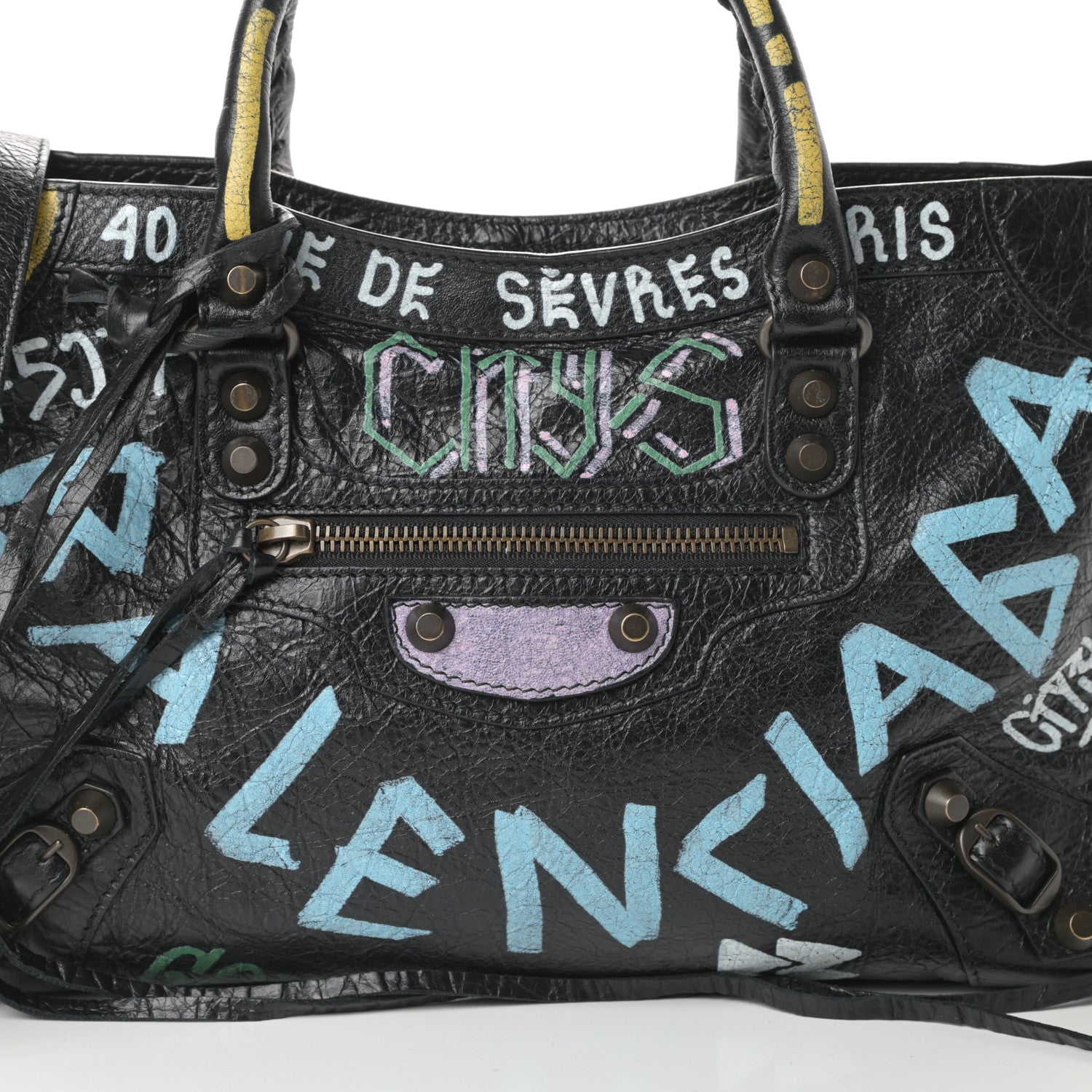 Balenciaga Agneau Graffiti All Over Classic Hardware S City Black Multicolor 8 of 10