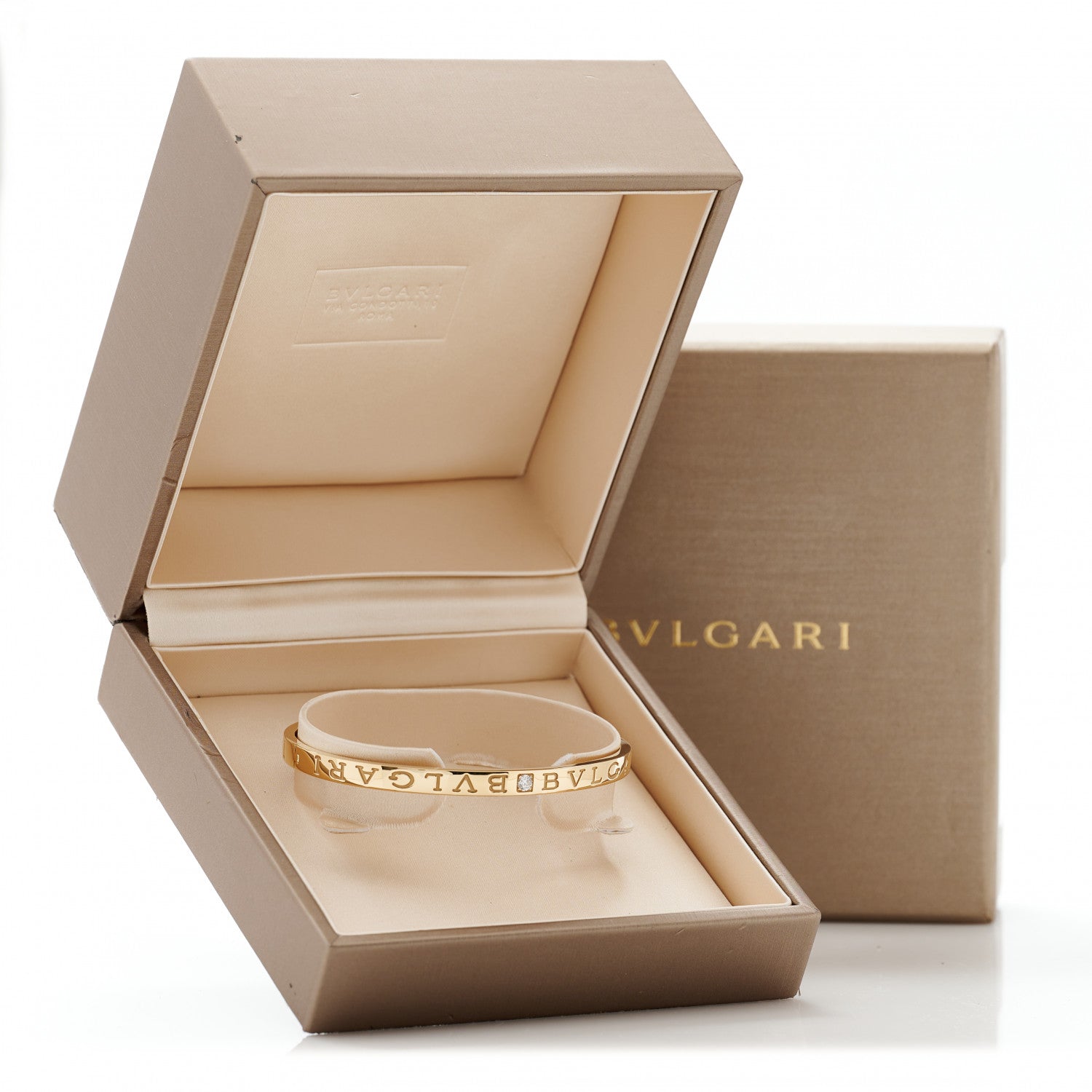 Bulgari 18K Yellow Gold Diamond B.Zero1 Essential Bangle Bracelet L 5 of 5