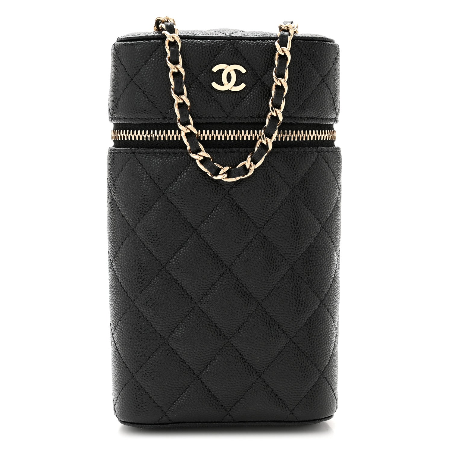 Chanel Caviar Quilted Phone Holder With Chain Black 1 of 11