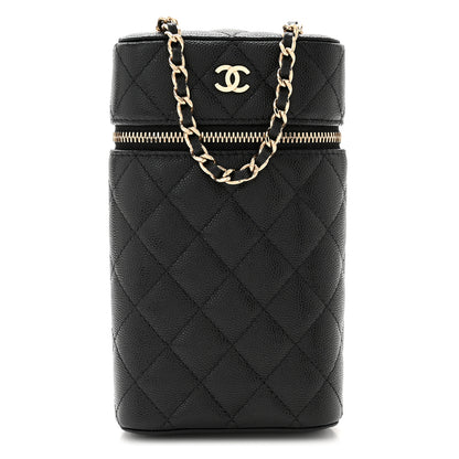 Chanel Caviar Quilted Phone Holder With Chain Black 1 of 11