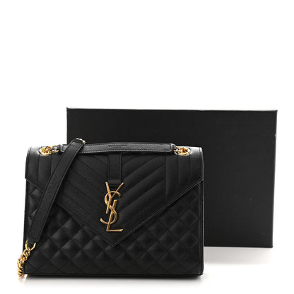 Saint Laurent Grain De Poudre Textured Mixed Matelasse Triquilt Medium Monogram Satchel Black 10 of 10