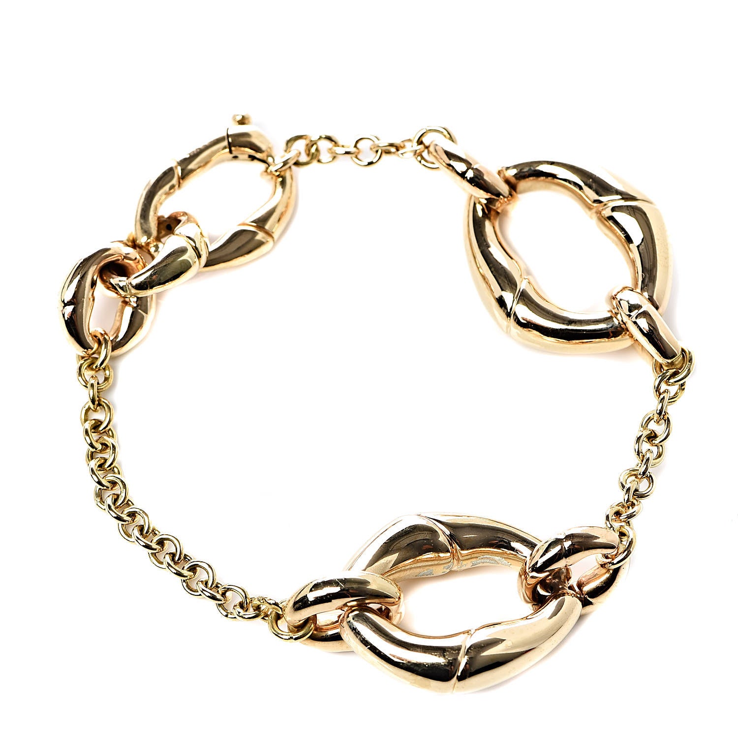 Gucci 18K Yellow Gold Bamboo Link Chain Bracelet 1 of 4