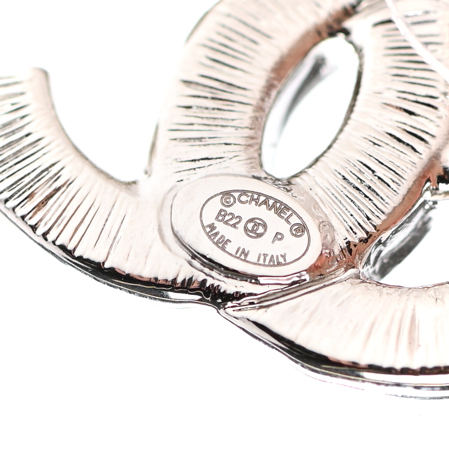 Chanel Baguette Crystal Double CC Earrings Silver 4 of 4