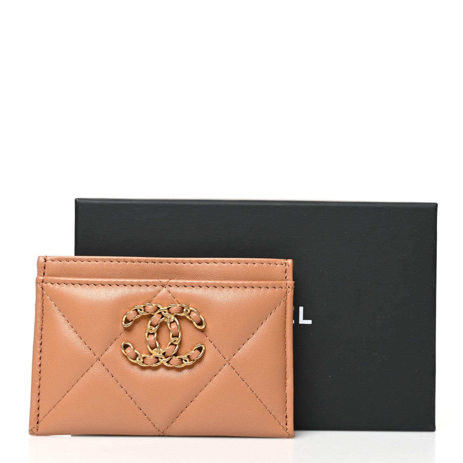 Chanel Lambskin Quilted Chanel 19 Card Holder Brown 9 of 9