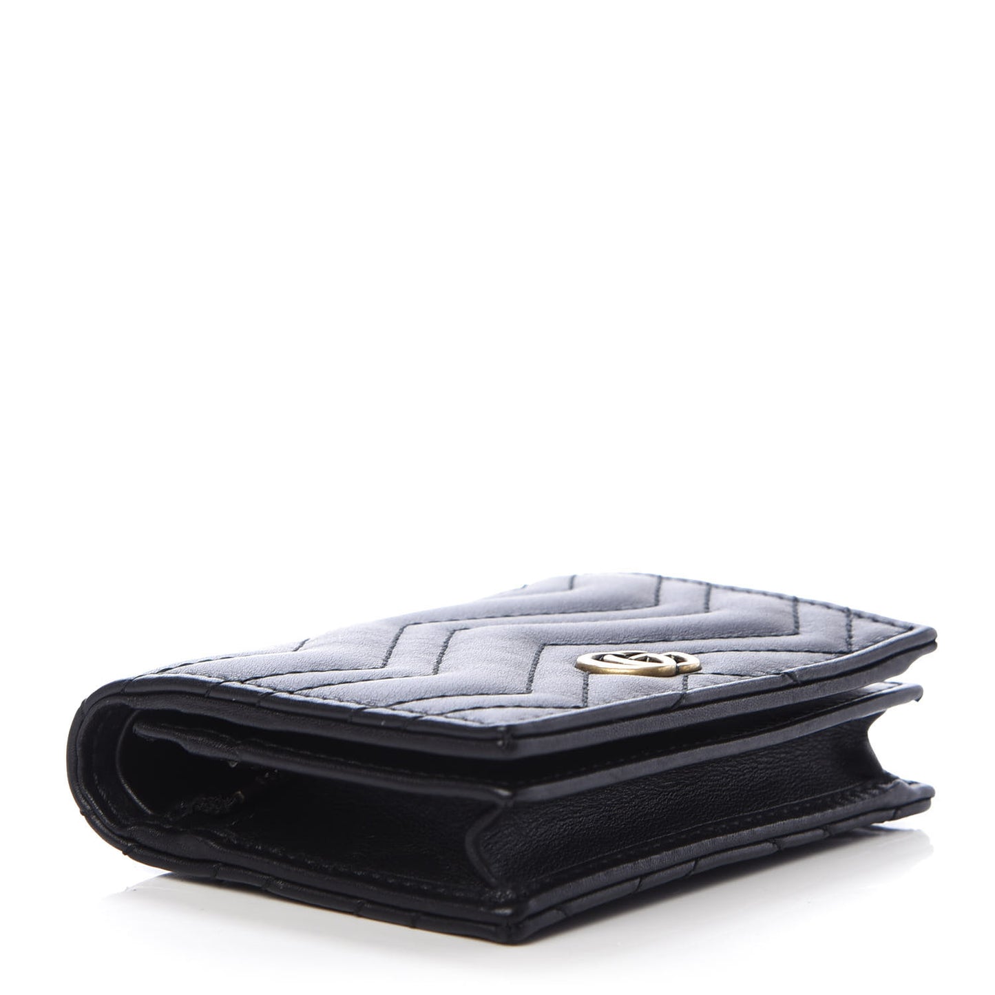 Calfskin Matelasse GG Marmont Card Case Wallet Black