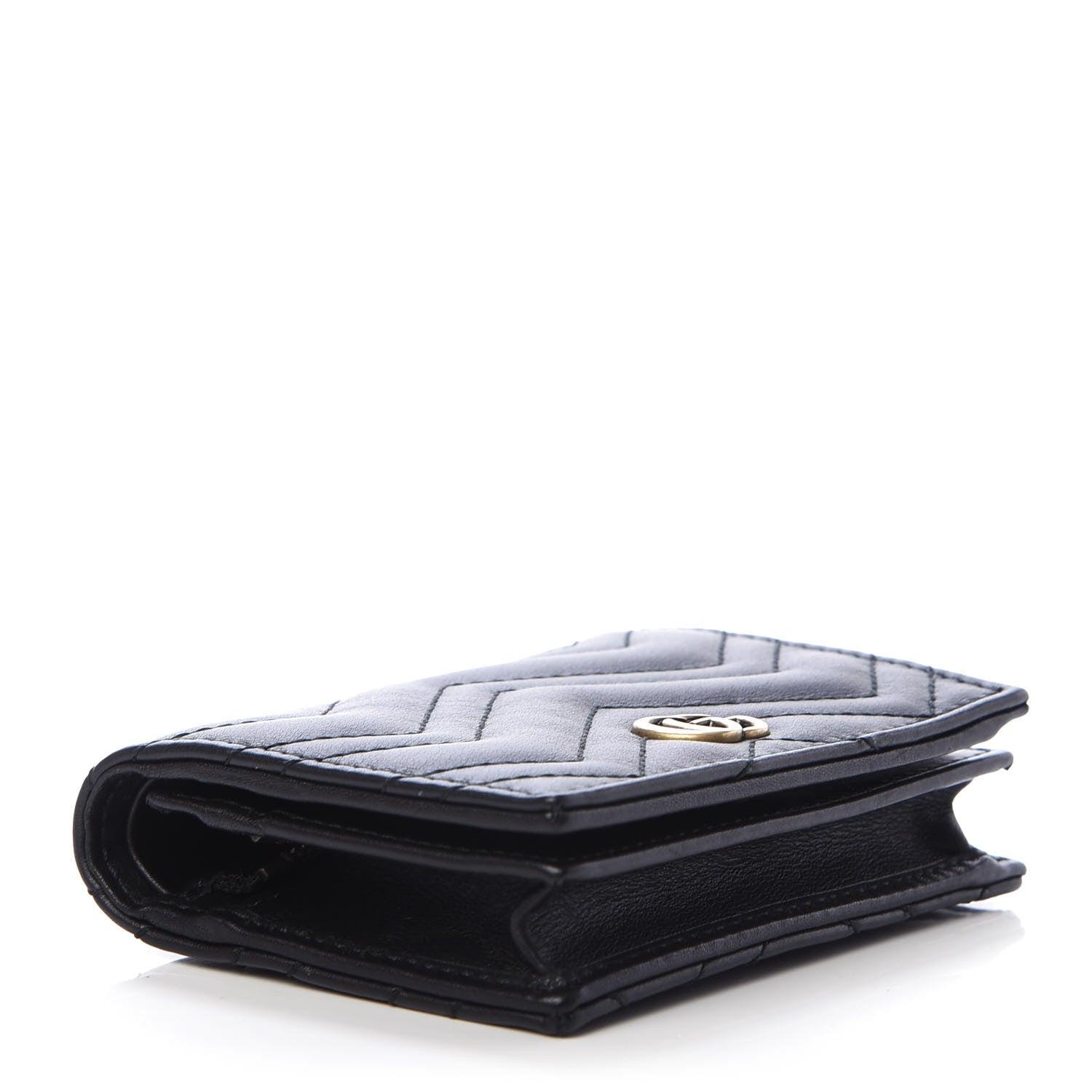 Gucci Calfskin Matelasse GG Marmont Card Case Wallet Black 4 of 10