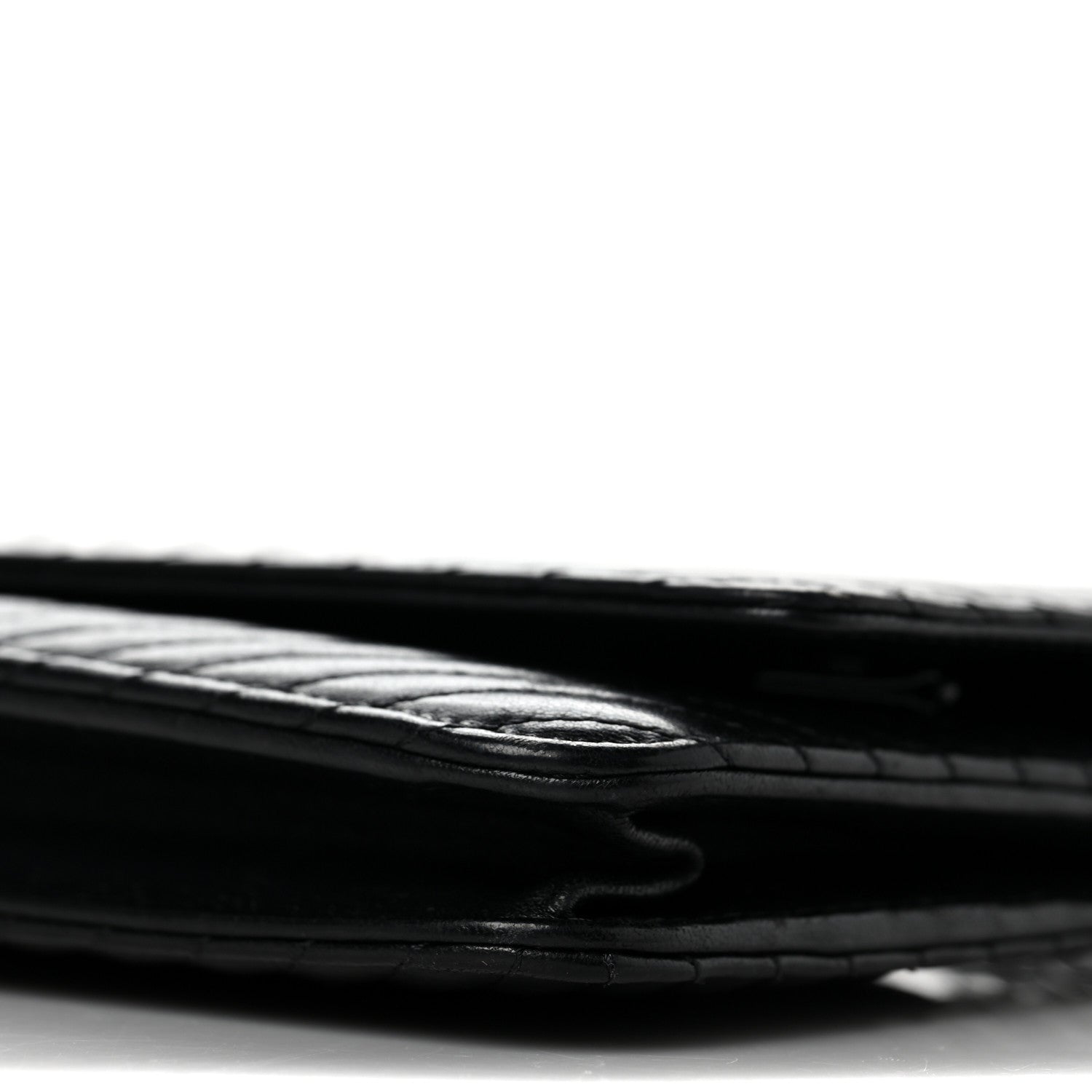 Chanel Calfskin Chevron Wallet On Chain WOC So Black 9 of 11