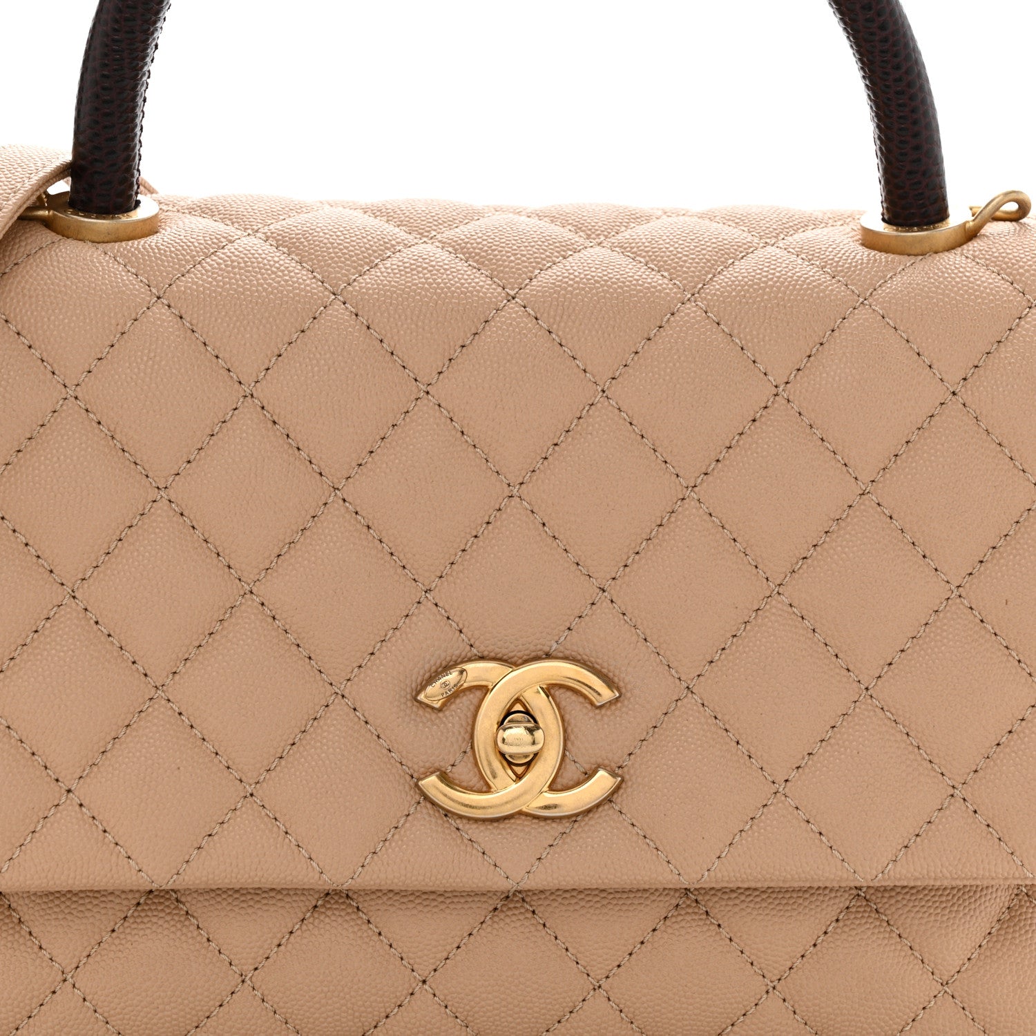 Chanel Caviar Lizard Embossed Quilted Small Coco Handle Flap Beige 8 of 12