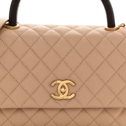 Chanel Caviar Lizard Embossed Quilted Small Coco Handle Flap Beige 8 of 12