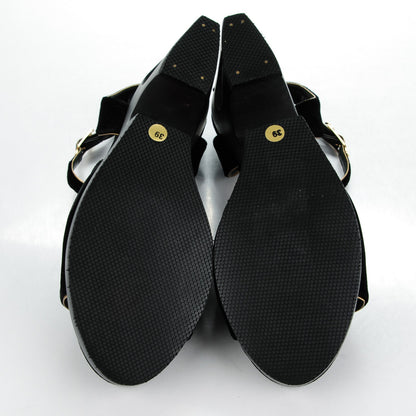 Chanel Velvet Wedge Platform Sandals 39 Black 5 of 8