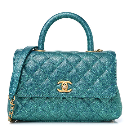 Chanel Metallic Caviar Quilted Mini Coco Handle Flap Blue 1 of 9