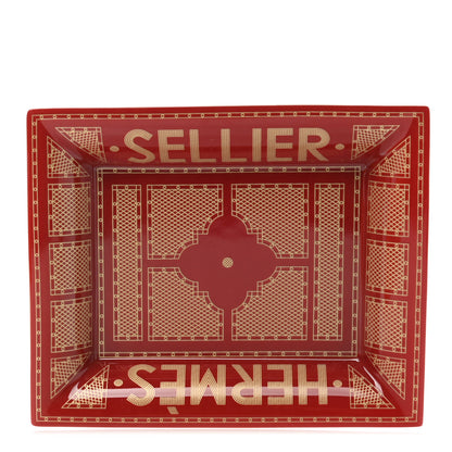 Hermes Porcelain Sellier Change Tray Rouge Or 1 of 6