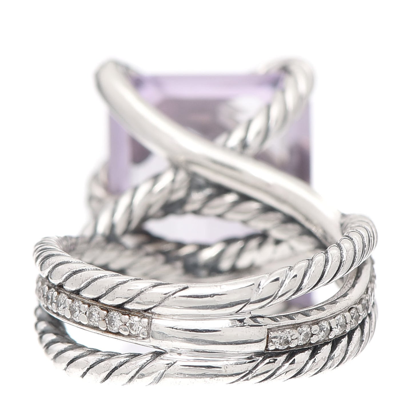 Sterling Sterling Silver Diamond Lavender Amethyst 16mm Cable Wrap Ring 49 4.75