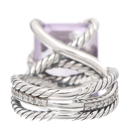 David Yurman Sterling Sterling Silver Diamond Lavender Amethyst 16mm Cable Wrap Ring 49 4.75 3 of 4