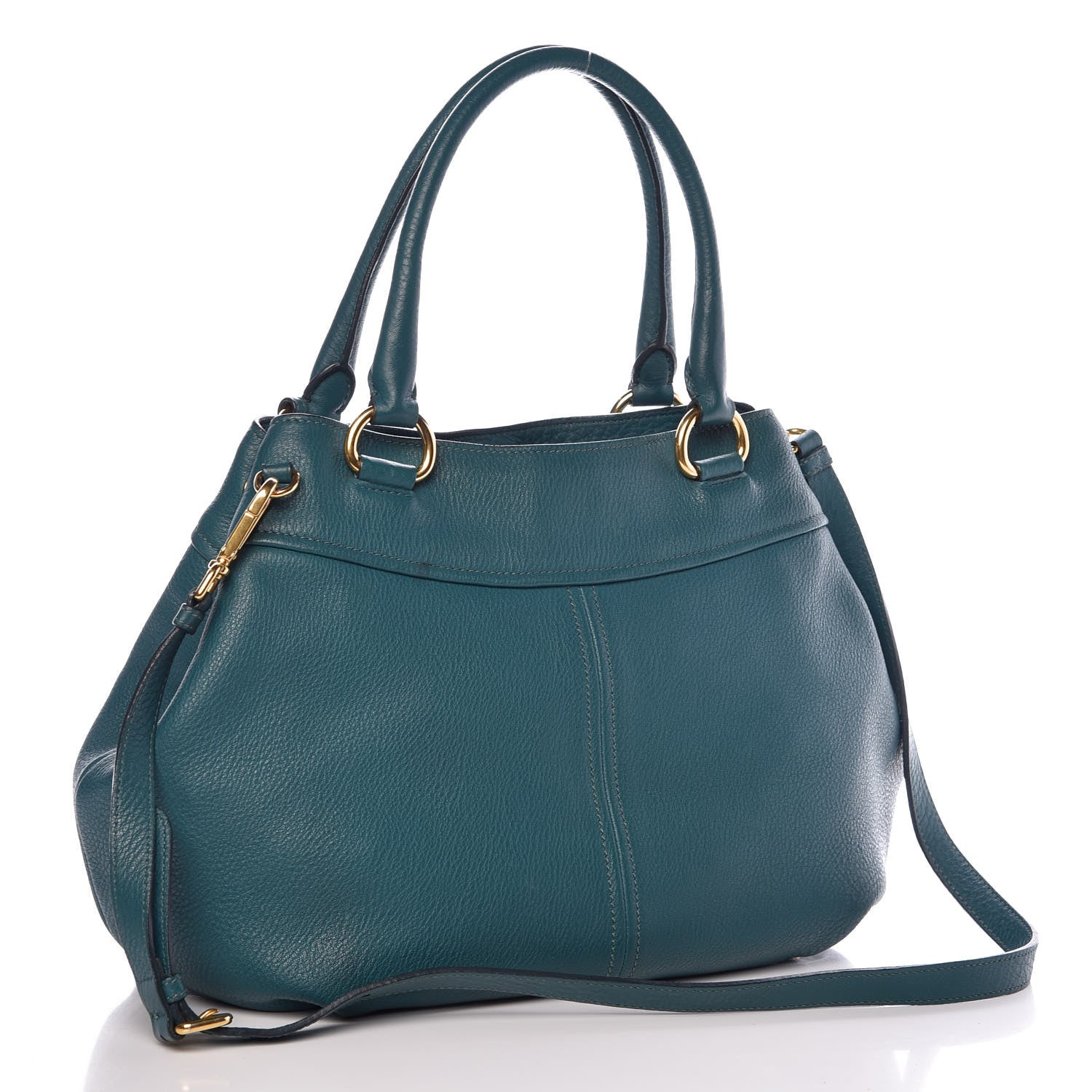 Prada Vitello Daino Shoulder Bag Pavone 4 of 12