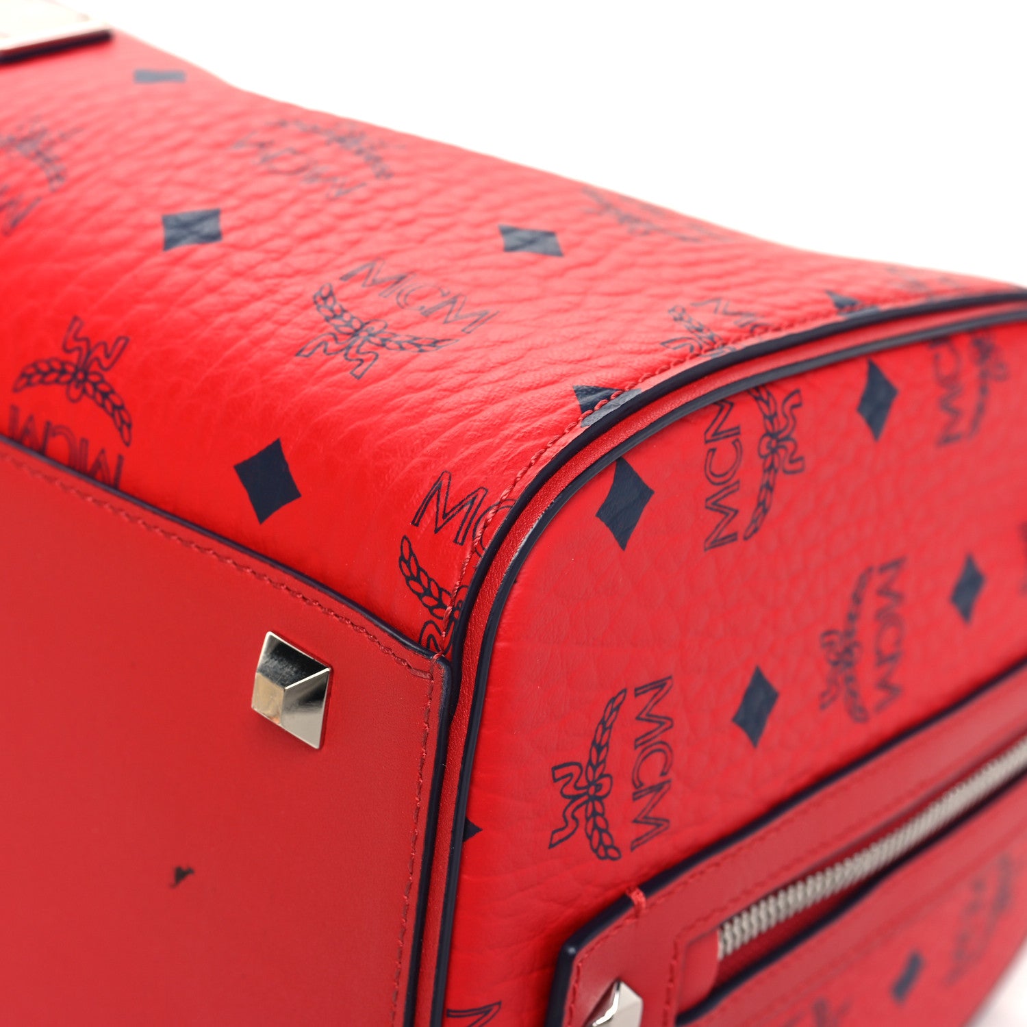 MCM Visetos Medium Essential Boston Bag Red 10 of 14