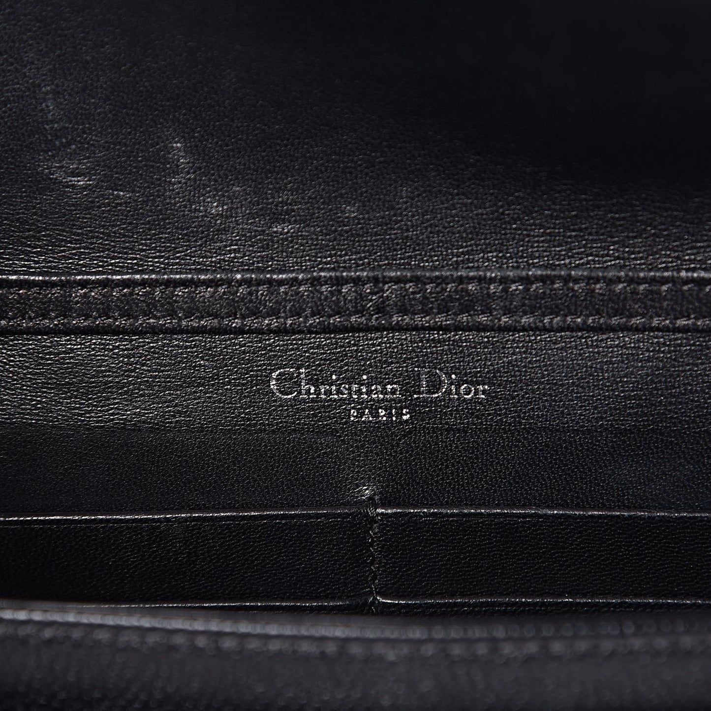 Grained Calfskin Diorama Wallet on Chain Pouch Black