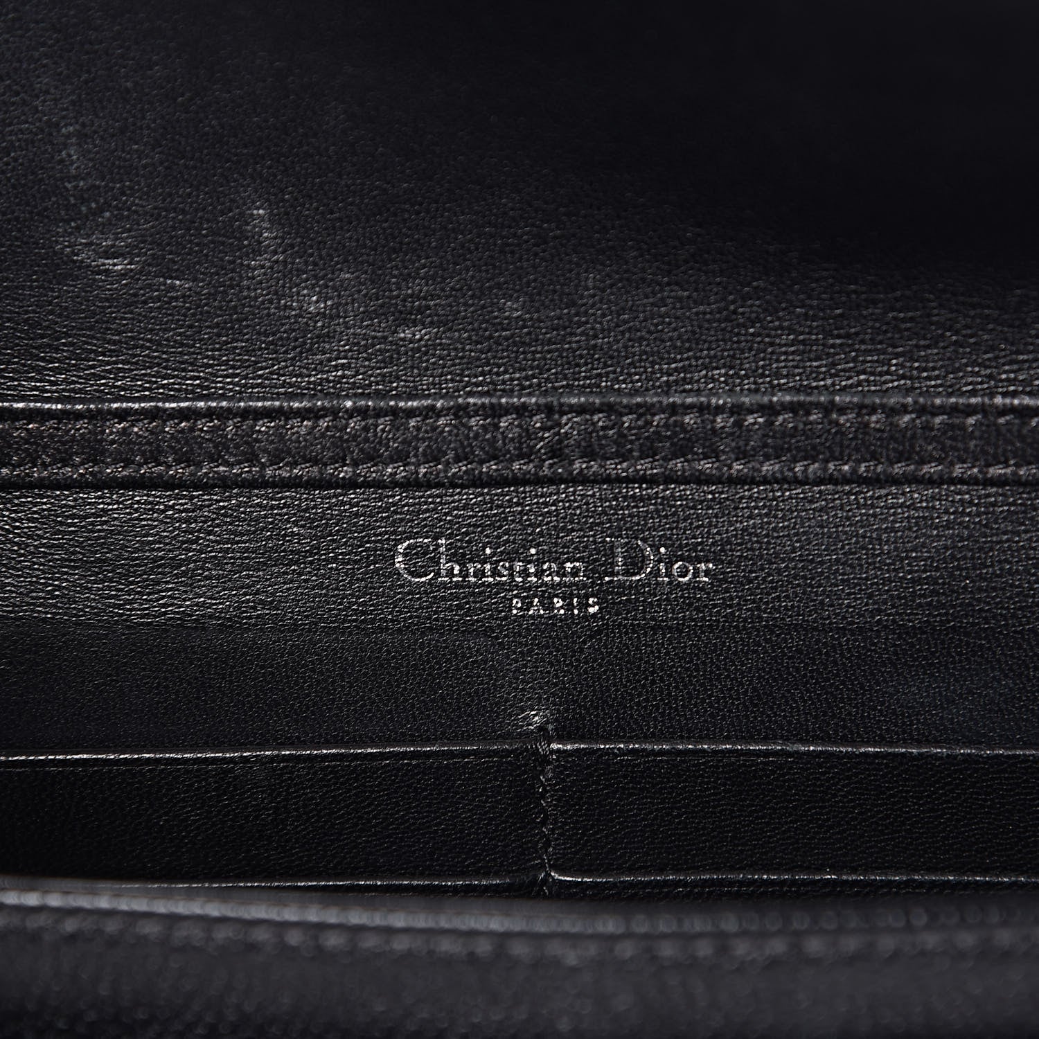 Christian Dior Grained Calfskin Diorama Wallet on Chain Pouch Black 6 of 10