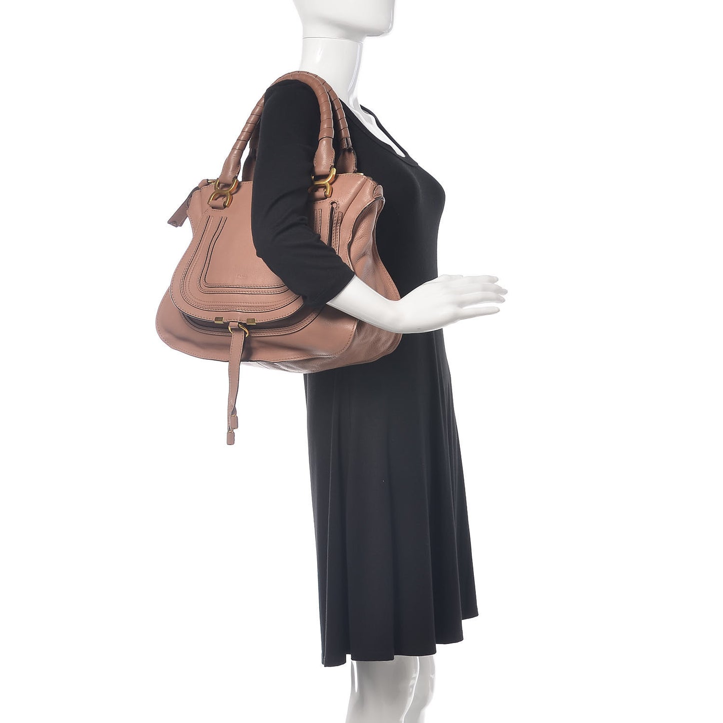 Calfskin Medium Marcie Satchel Nude