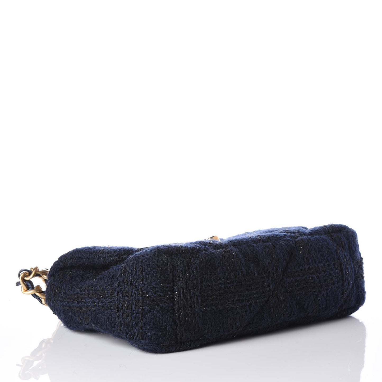 Tweed Quilted Medium 19 Flap Navy Blue Black