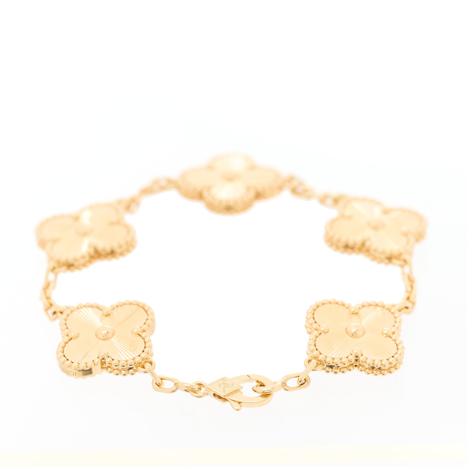 Van Cleef & Arpels 18K Yellow Gold 5 Motifs Guilloche Vintage Alhambra Bracelet 2 of 5
