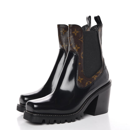 Louis Vuitton Patent Monogram Limitless Ankle Boots 38.5 3 of 10