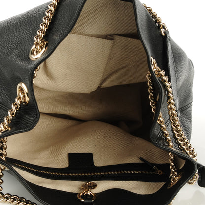 Gucci Pebbled Calfskin Medium Soho Chain Shoulder Bag Black 5 of 7