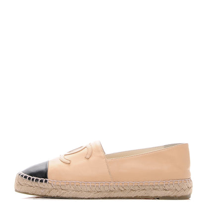 Chanel Lambskin CC Espadrilles 38 Beige Black 1 of 10