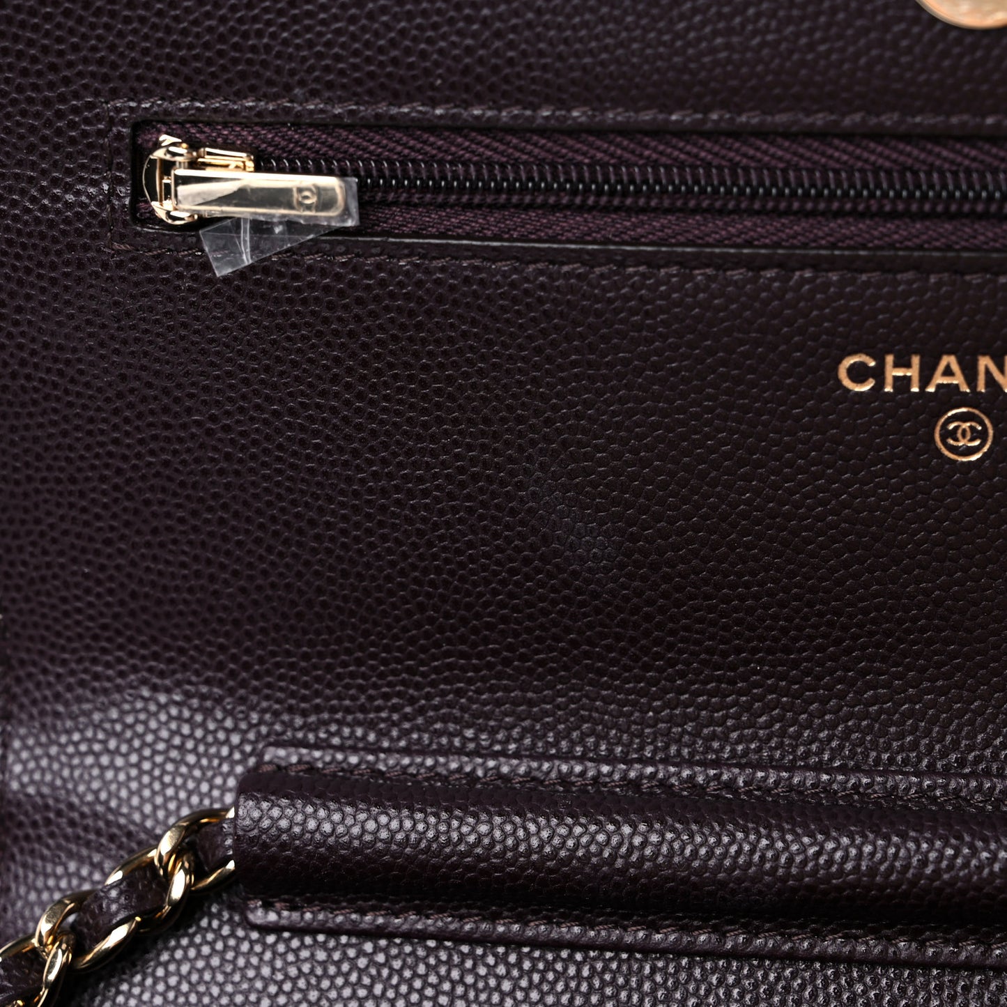 Caviar Quilted Wallet on Chain WOC Dark Brown