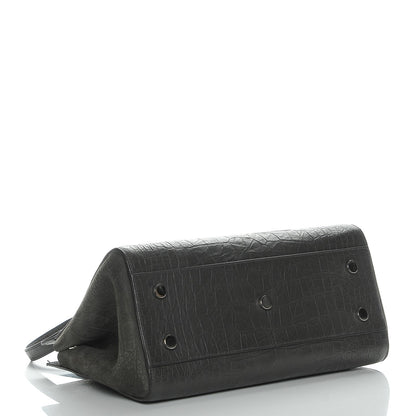 Saint Laurent Calfskin Crocodile Embossed Suede Small Cabas Rive Gauche Dark Anthracite 5 of 8