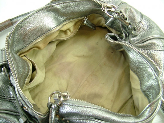 Leather Paddington Metallic Silver