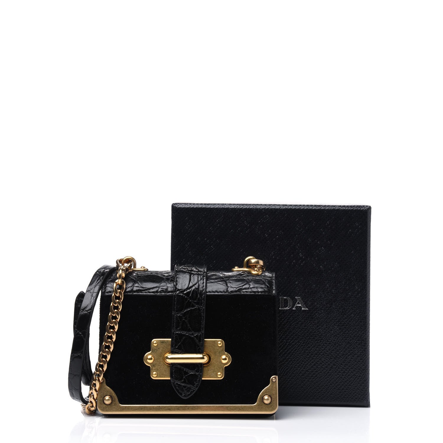Prada Velvet Crocodile Micro Cahier Bag Black 11 of 11