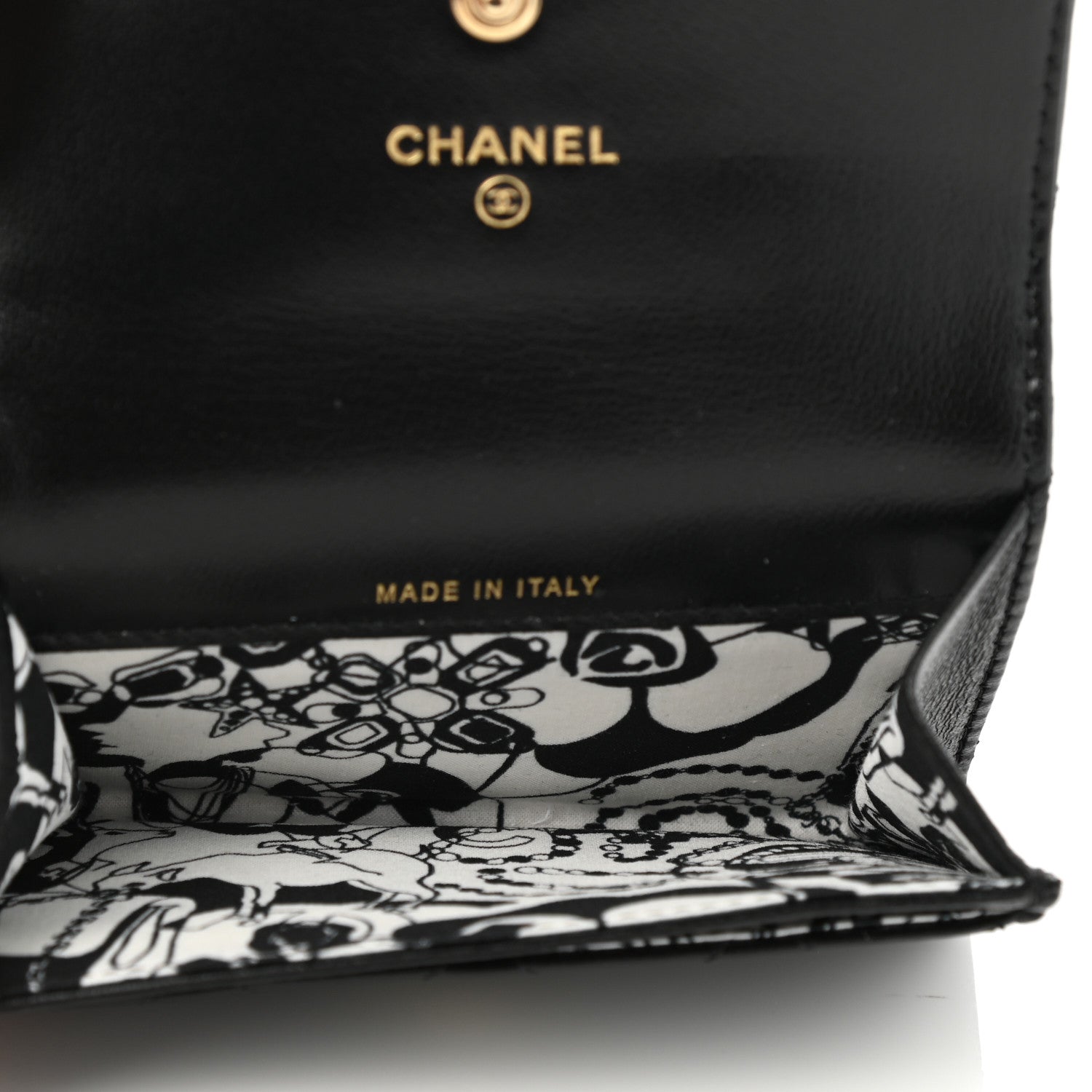 Chanel Lambskin Quilted Flap Card Holder Wallet Black 5 of 9