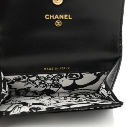Chanel Lambskin Quilted Flap Card Holder Wallet Black 5 of 9