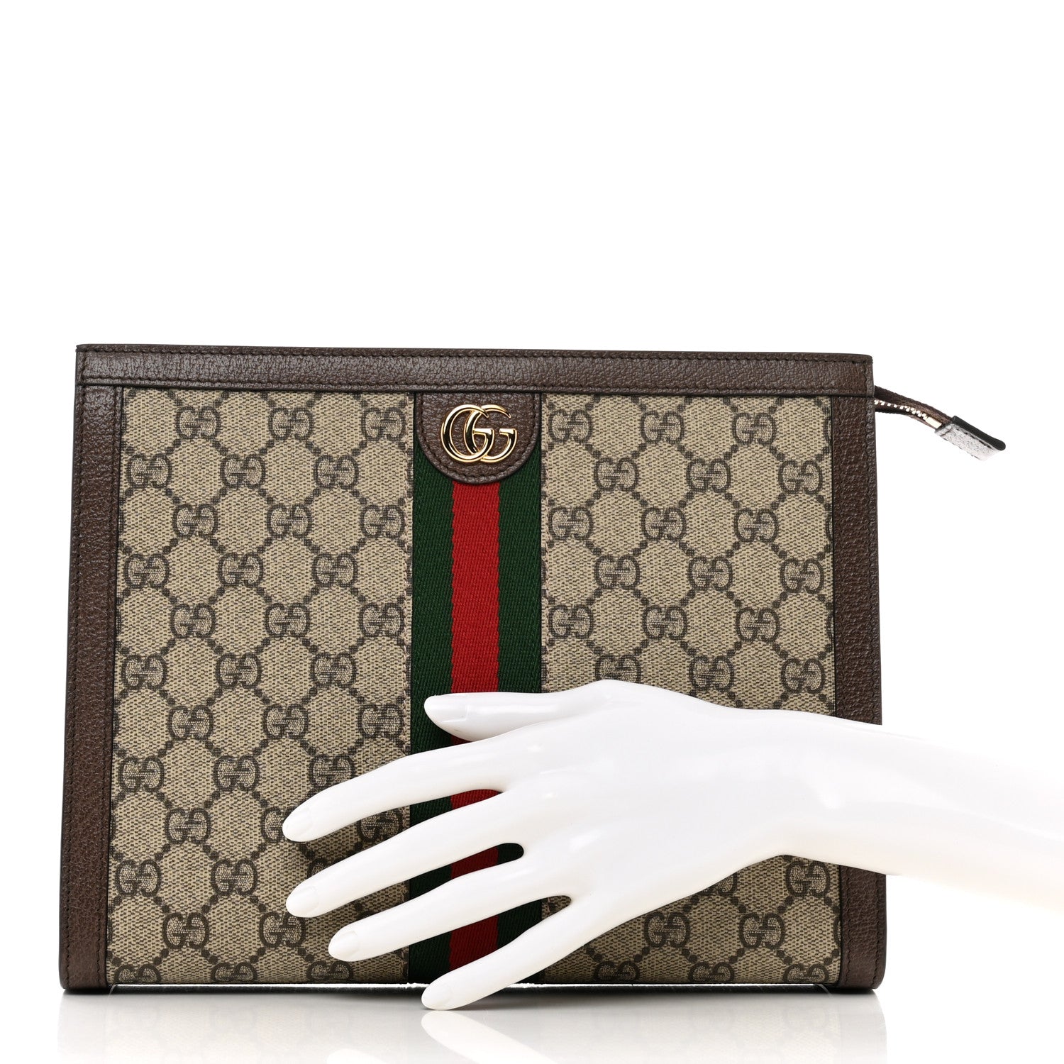 Gucci GG Supreme Monogram Web Ophidia Pouch Brown 2 of 7