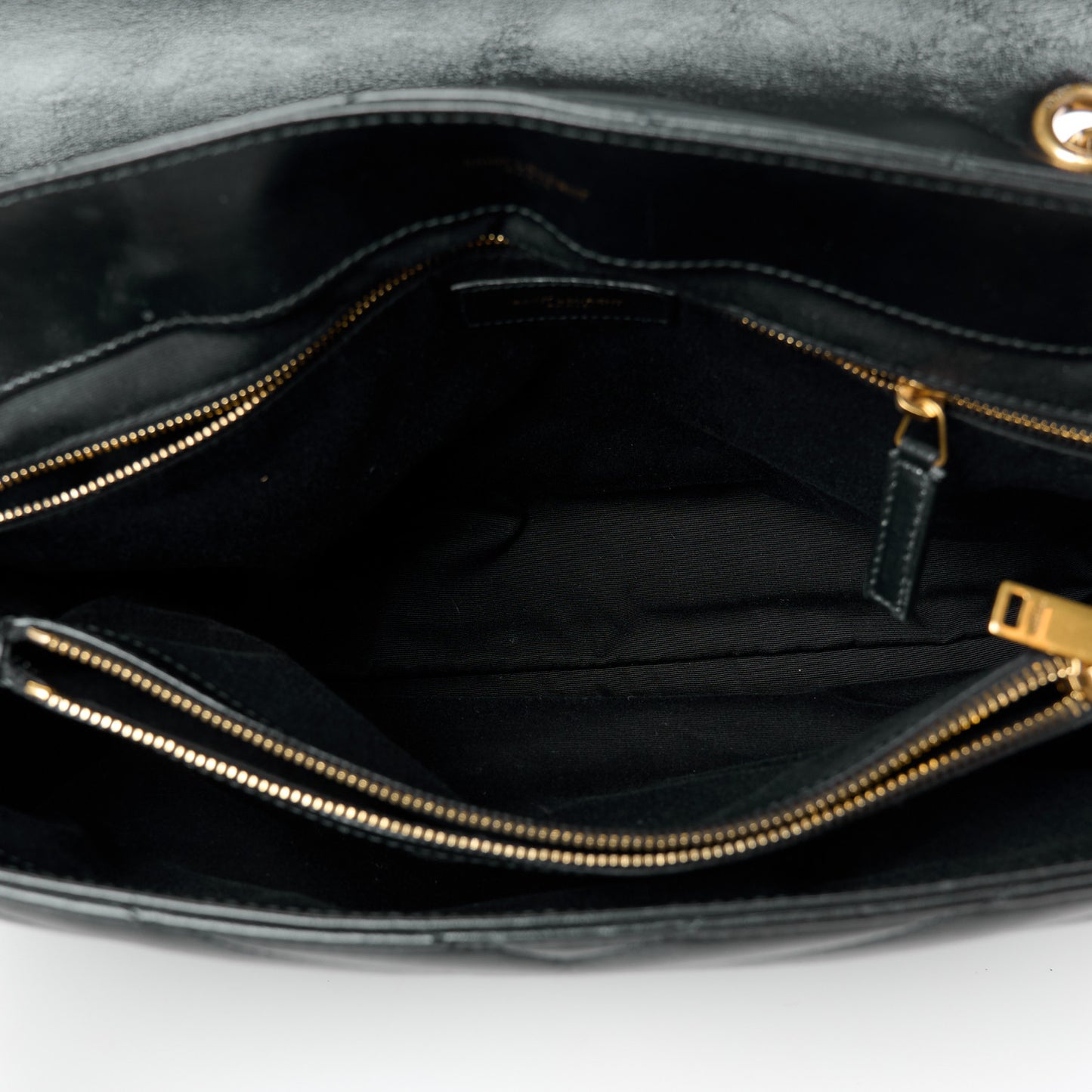 Calfskin Y Quilted Monogram Large Loulou Chain Satchel Black