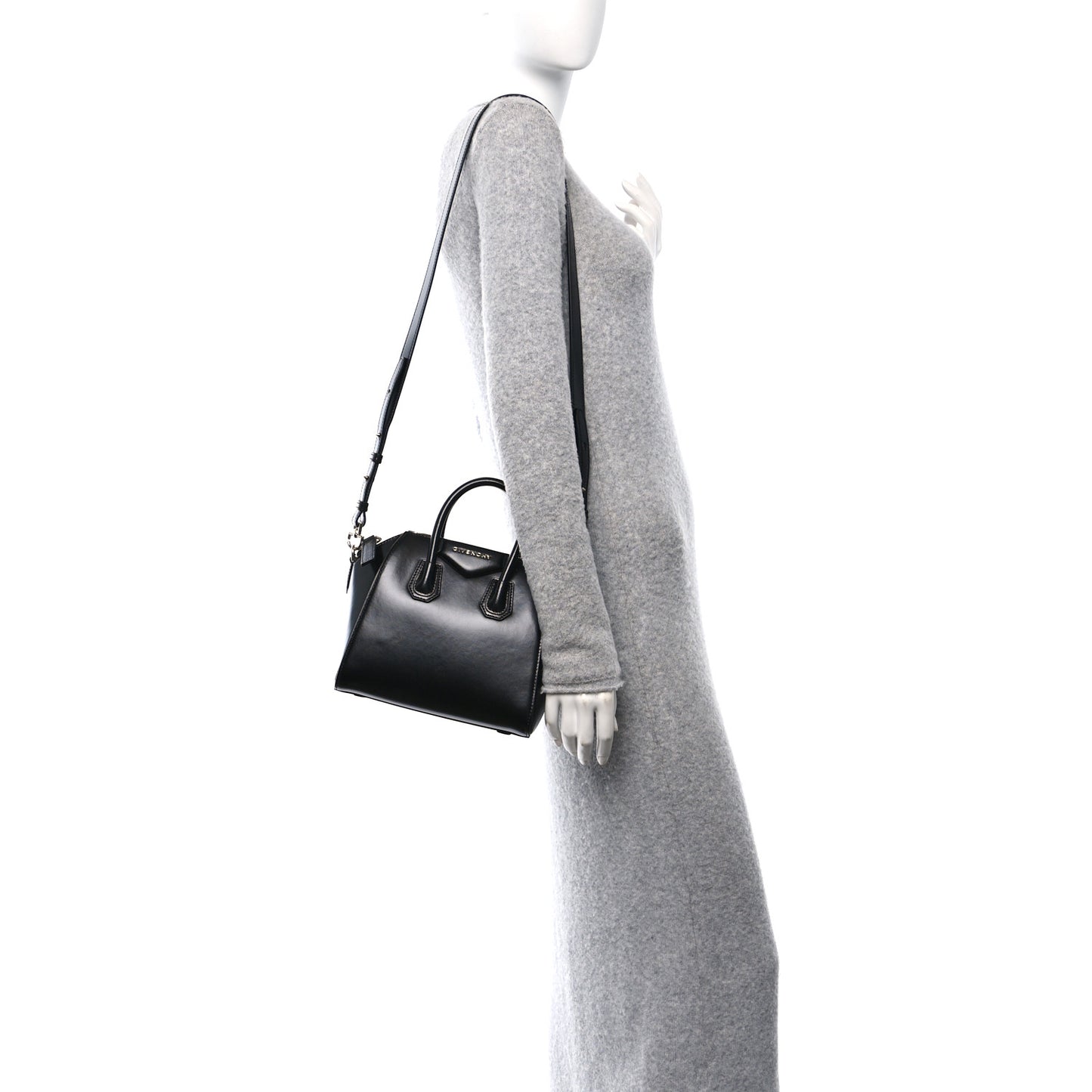 Shiny Lord Calfskin Mini Antigona Black