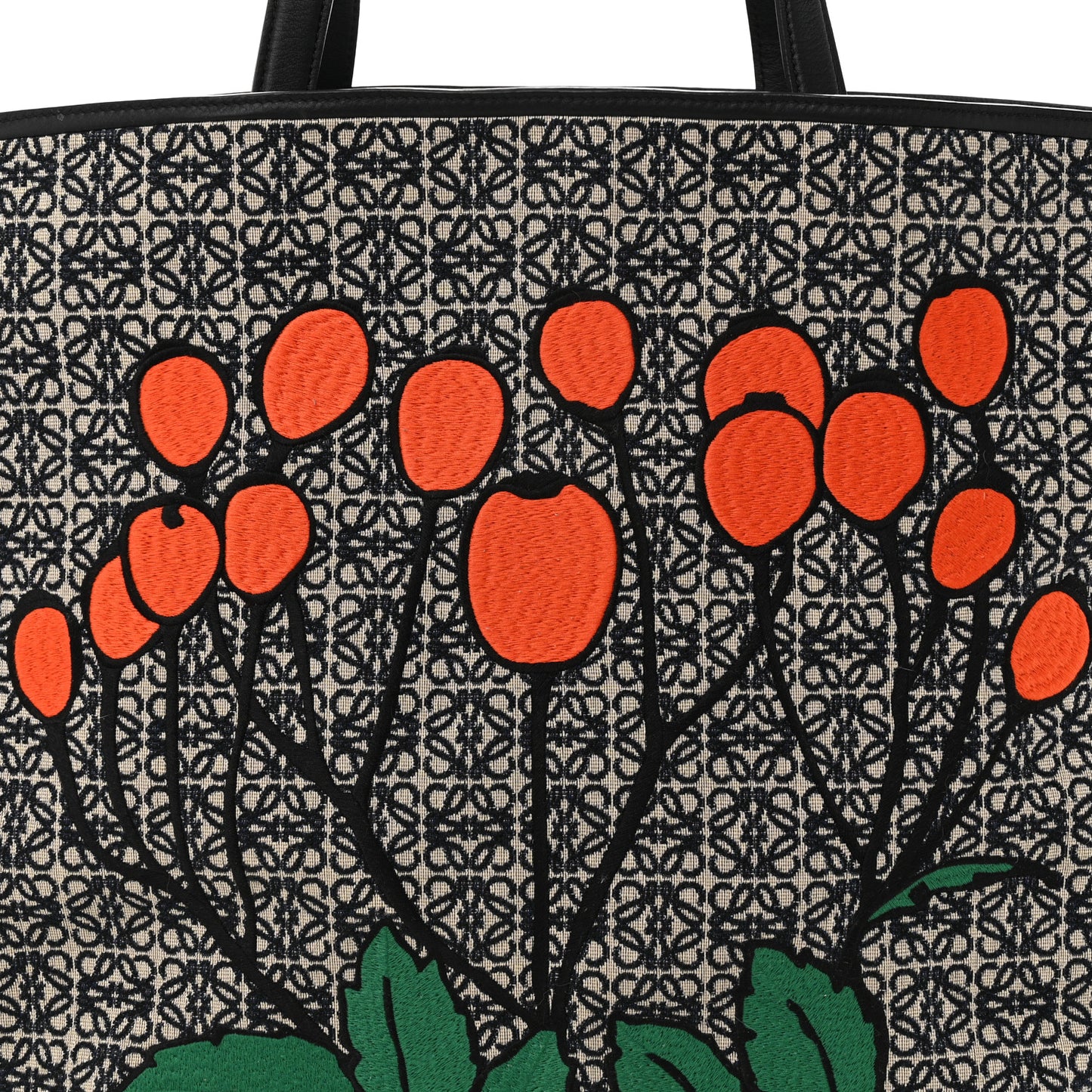 Canvas Calfskin Herbarium Flamenco XL Knot Bag Black Multicolor