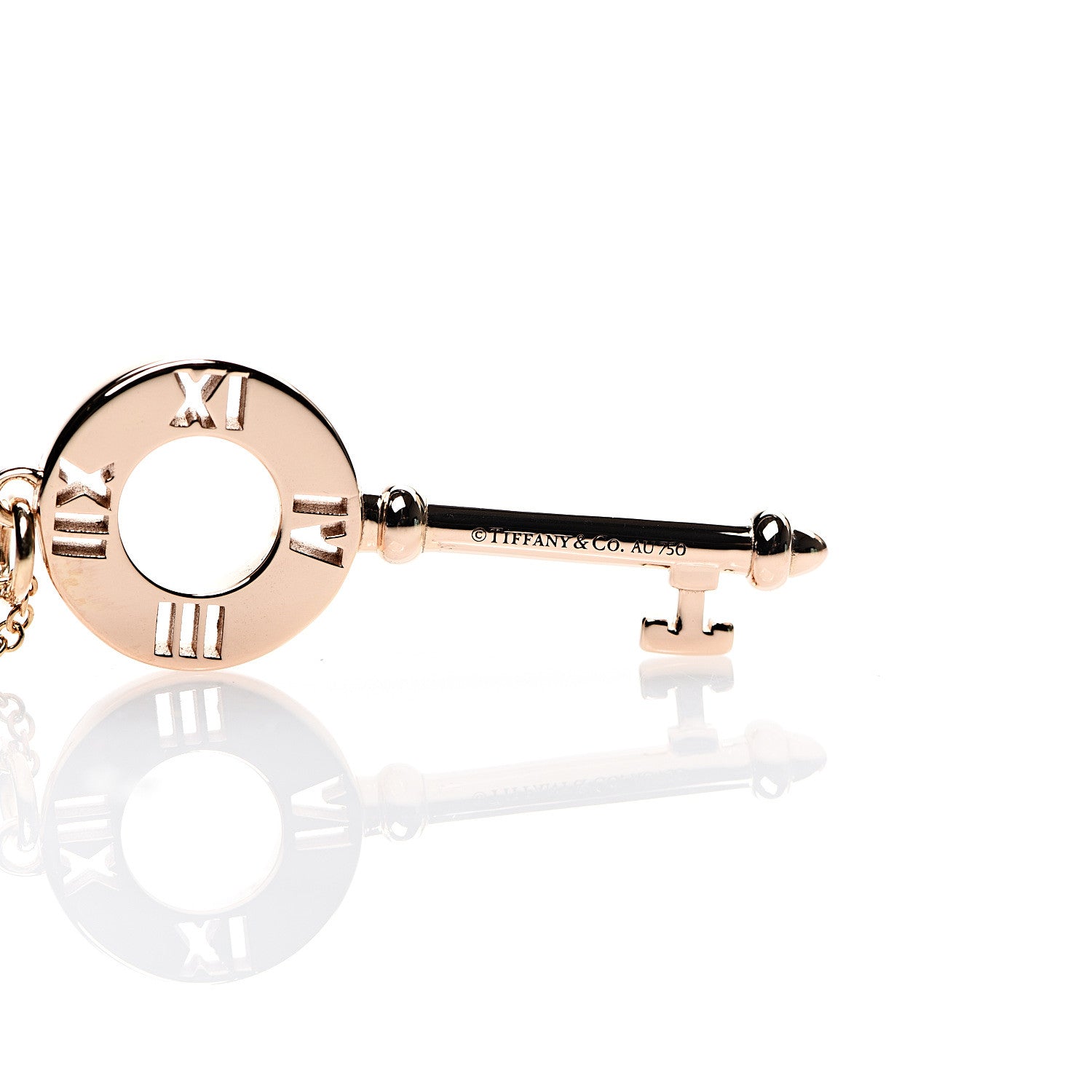 Tiffany 18K Rose Gold Diamond Atlas Pierced Key Pendant Necklace 6 of 7