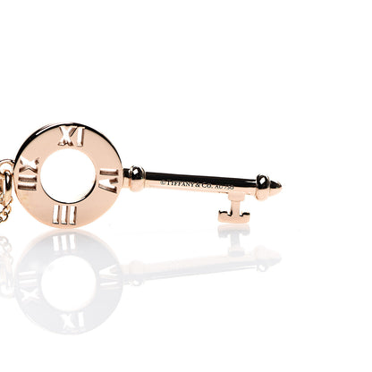 Tiffany 18K Rose Gold Diamond Atlas Pierced Key Pendant Necklace 6 of 7